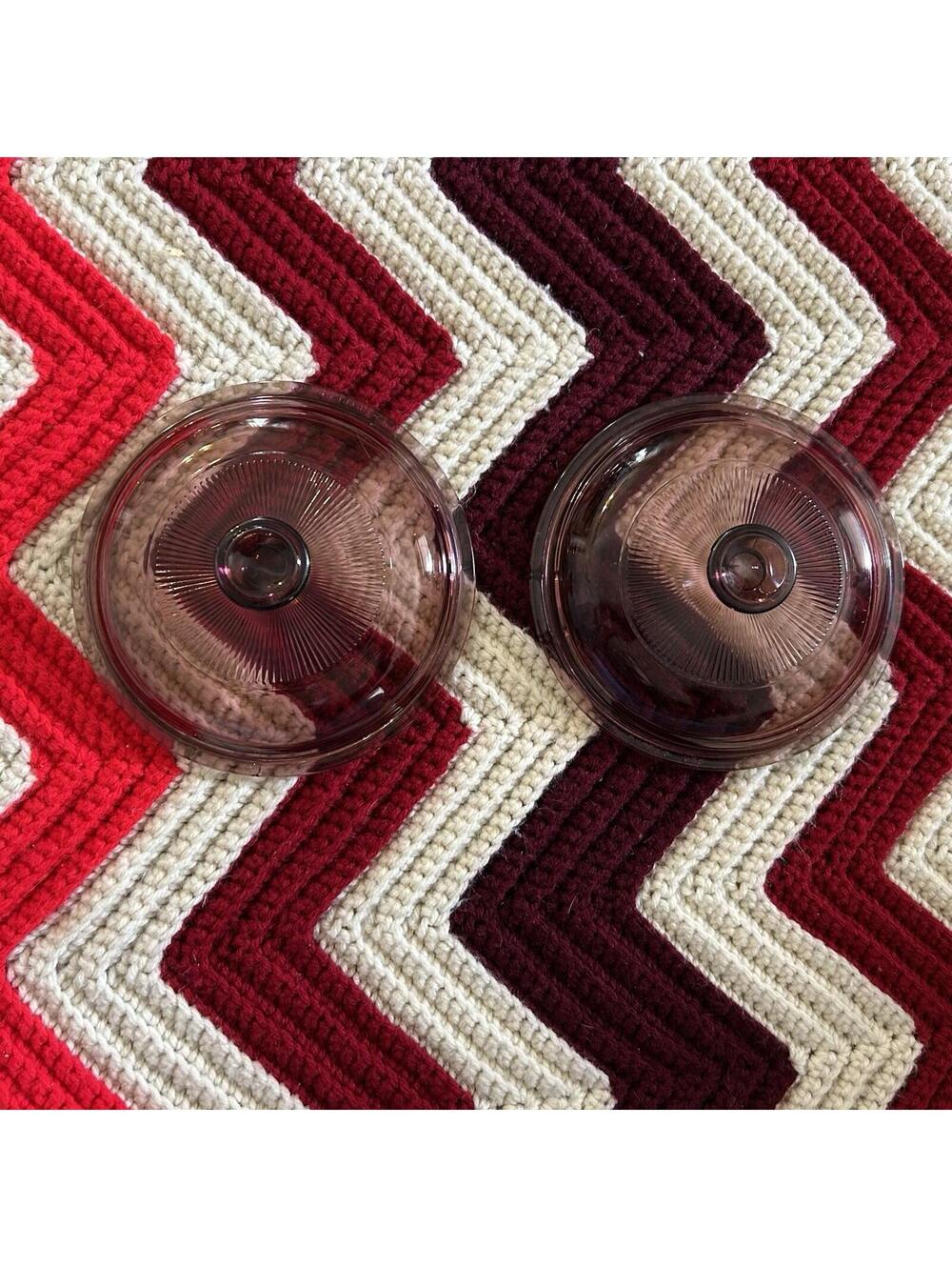 Vintage Pyrex Corning Vision 6.25" V1C Cranberry Glass Replacement Lid With Lip